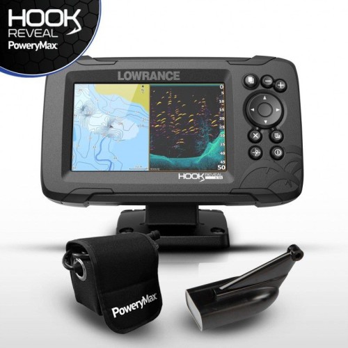Sonda GPS Plotter Lowrance HOOK Reveal 5 HDI 83/200 + Bateria PoweryMax Ready PX5