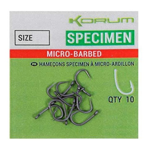Korum Xpert Specimen Hooks Barbed talla 10 10unid