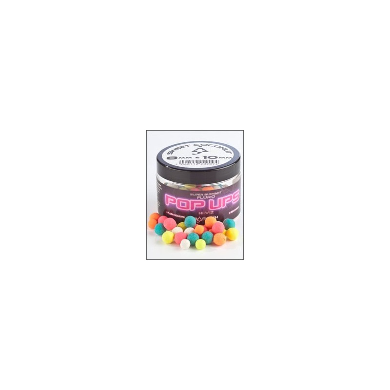 Bait-Tech Boilies Pop Ups Fluro Hi-viz sweet coconut 10mm-15mm Bait-Tech Boilies Pop Ups Fluro Hi-viz sweet coconut 10mm-15mm